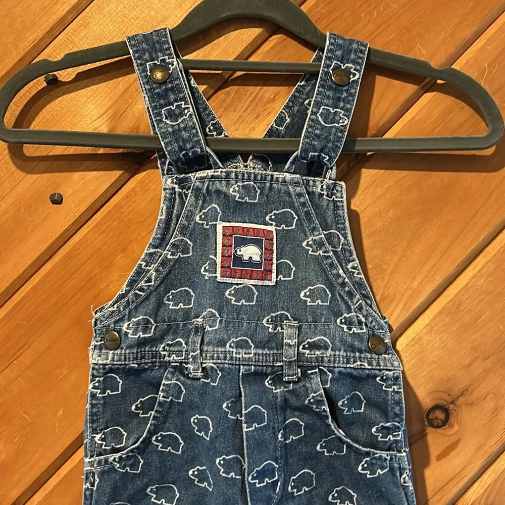 Vintage Carter's Baby Overalls, Playful Puppy Pattern, 90's Denim 12m